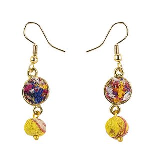 Ohrh&auml;nger Kantha DRIZZLE, bunt, Textil mit Messing