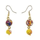 Ohrh&auml;nger Kantha DRIZZLE, bunt, Textil mit Messing