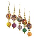 Ohrh&auml;nger Kantha DRIZZLE, bunt, Textil mit Messing