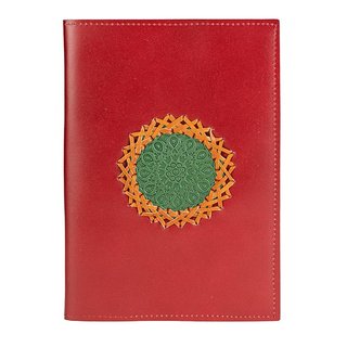 Notizbuch M MANDALA rot nachfullbar, Recyclingleder