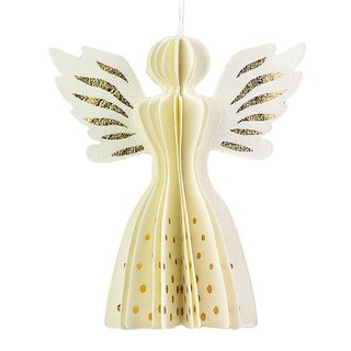 Baumschmuck Engel Seraphim 8cm weis-gold, Papier
