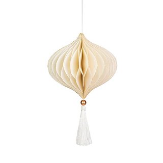 Papierdeko Origami 13cm ONION weis, Quaste