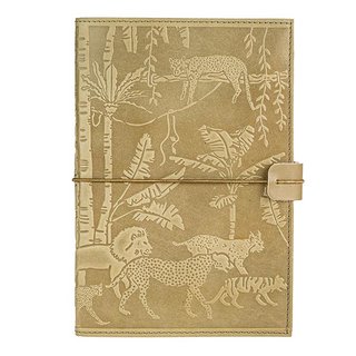 Notizbuch M DSCHUNGEL oliv nachfullbar Elastikband, Leder