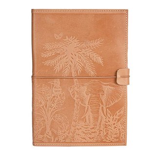 Notizbuch M DSCHUNGEL natur nachfullbar Elastikband, Leder