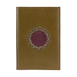 Notizbuch M MANDALA olive nachfullbar, Recyclingleder