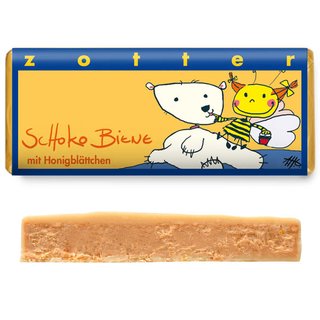 Zotter Schokolade, Schoko Biene mit Honigbl&auml;ttchen 70g