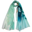 Schal 180x70cm Aquarell t&uuml;rkis, Modal-Baumwolle