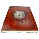 G&auml;stebuch braun XXL braun, Metalldeko, Leder