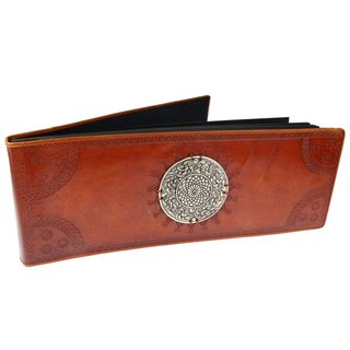 Fotoalbum braun, schmal Metalldeko Leder