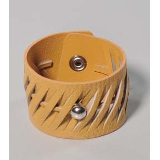 LEDERARMBAND Silberperle ocker 19cm, 3,5cm breit