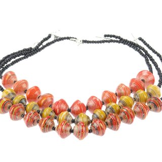 Papier-Halskette ASALI CHUNKY Rott&ouml;ne