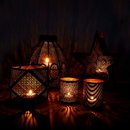 Windlicht LACE Schwarz-Gold