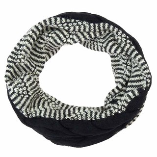 Loopschal ZIGZAG schwarz-weis 100% Alpaka