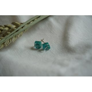 Ohrstecker SQUARE t&uuml;rkis, Glas, Silber