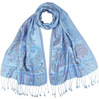 Schal PAISLEY blau-flieder 165x35cm, Seide