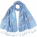 Schal PAISLEY blau-flieder 165x35cm, Seide
