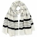 Schal SRTIPES ecru-schwarz 190x75cm Wolle-Seide