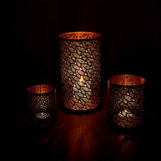 Windlicht ORGANIC 8x10cm schwarz-gold