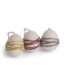 Filzeier wei&szlig; Fadenmuster, 3er Set, 4 cm