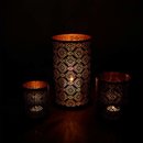 Windlicht 10x13cm BAROQUE schwarz-gold, Eisenblech