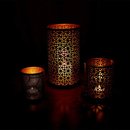 Windlicht 10x13cm ARABIC STAR schwarz-gold, Eisenblech