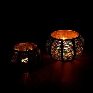 Windlicht 15cm NET schwarz-gold, Eisenblech