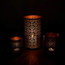 Windlicht 8x10cm FESTIVE schwarz-gold, Eisenblech