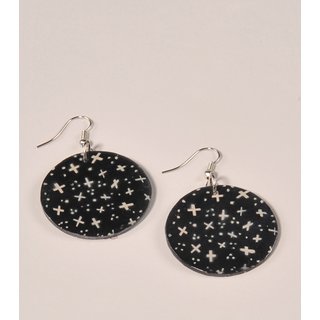 CAPIZOHRH&Auml;NGER Pointille rund, schwarz wei&szlig;, dm 3,5cm