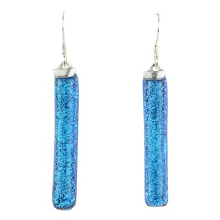 Ohrh&auml;nger PALILLO aqua Dicroglas, Silber